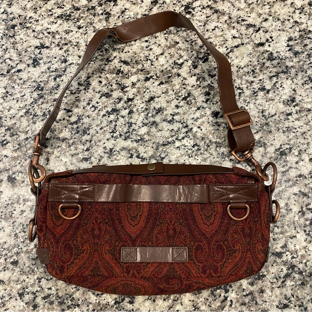 Vintage Cynthia Rowley Tapestry Purse Leather - Picture 2 of 8